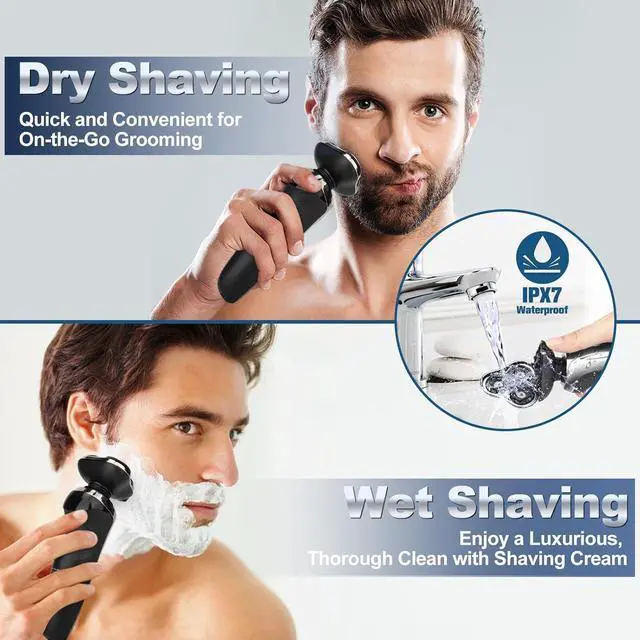 Alt view image 4 of 7 - Electric Razor for Men, 2024 Mens Electric Shavers Rotary Replacement/Waterproof/Rechargeable, Electric Shaver for Men Cordless Floating Head Replaceable Blades, Portable Travel Razor Idea Men Gift