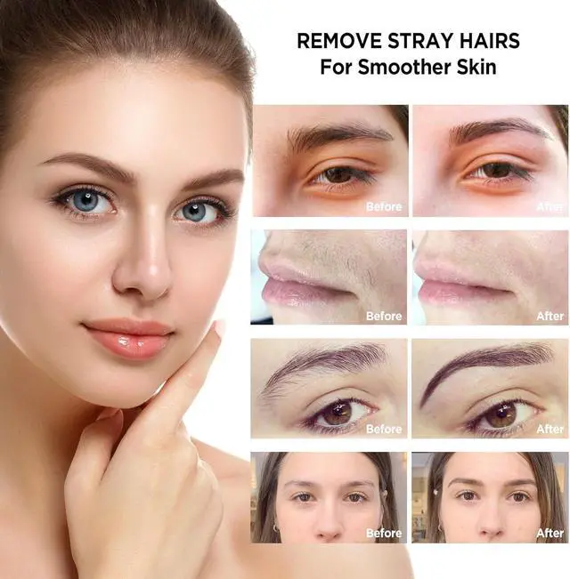 Alt view image 5 of 7 - Facial Hair Remover Eyebrow Trimmer: Portable Rechargeable 2 in 1 Face Shaver for Women - Painless Electric Hair Removal Device for Face Eyebrows Peach Fuzz Lips with Light (Gradient Pink)