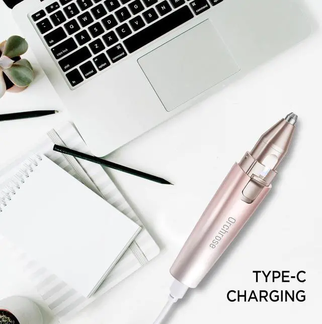 Alt view image 7 of 7 - Facial Hair Remover Eyebrow Trimmer: Portable Rechargeable 2 in 1 Face Shaver for Women - Painless Electric Hair Removal Device for Face Eyebrows Peach Fuzz Lips with Light (Gradient Pink)