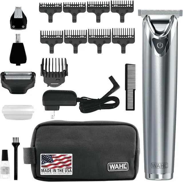Main image of Wahl USA Stainless Steel Lithium Ion 2.0+ Beard Trimmer for Men - Electric Shaver & Nose Ear Trimmer - Rechargeable All in One Men's Grooming Kit - Model 9864SS
