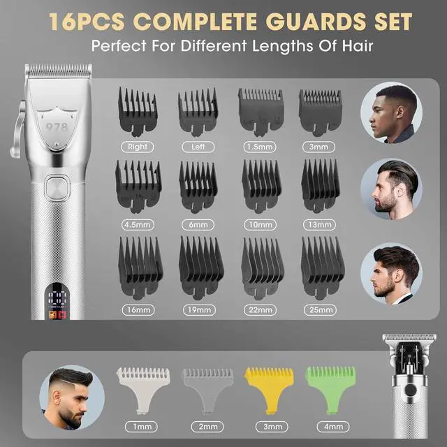 Alt view image 2 of 7 - Lanumi Professional Hair Clippers Electric Razor Shavers Men 3 Piece Set Rechargeable Clippers and Trimmers Beard Trimmer Barber Kit with Travel Case Clippers for Hair Cutting Gifts for him