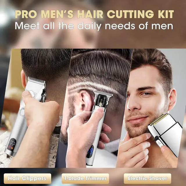 Alt view image 4 of 7 - Lanumi Professional Hair Clippers Electric Razor Shavers Men 3 Piece Set Rechargeable Clippers and Trimmers Beard Trimmer Barber Kit with Travel Case Clippers for Hair Cutting Gifts for him
