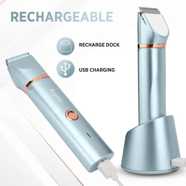 Alt view image 6 of 7 - Electric Bikini Trimer Shaver Women: 2 in 1 IPX7 Waterproof Wet & Dry Use Body Hair Trimmer and Facial Hair Remover - Rechargeable Hair Removal Kit for Bikini Underarm Leg Arm Body Face
