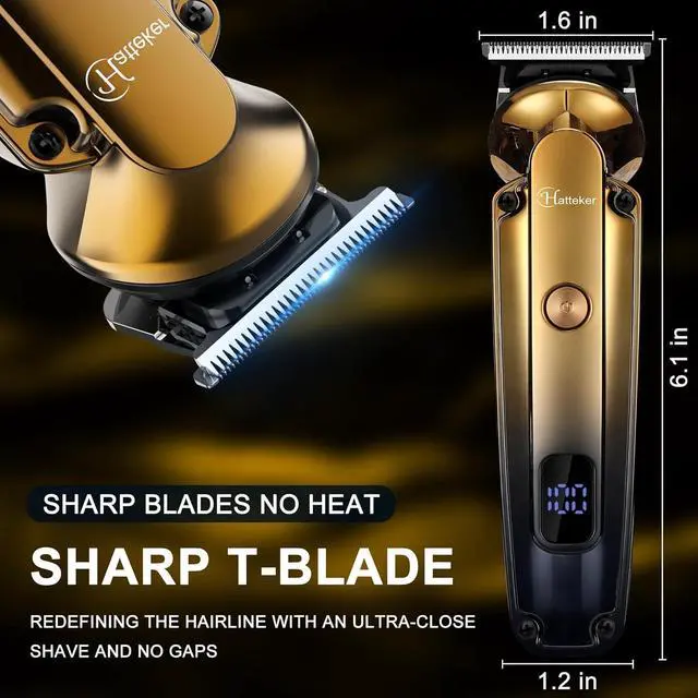 Alt view image 3 of 7 - Hatteker Men's Beard Trimmer Kit Electric Razor Shaver Professional Hair Clipper with Zero Gapped T-Blade Trimmer Nose Ear Beard Body Trimmer for Men Waterproof Cordless Grooming Kit 6 in 1