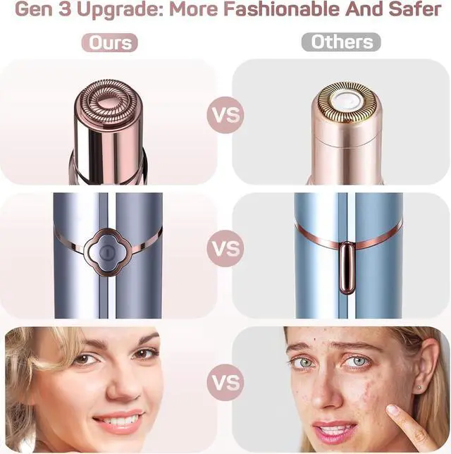 Alt view image 6 of 7 - Facial Hair Removal for Women(Newest), Gurelax Electric Painless Facial Hair Remover, Rechargeable Hair Removal Device for Face, Lip, Chin with 2 x Replacement Heads
