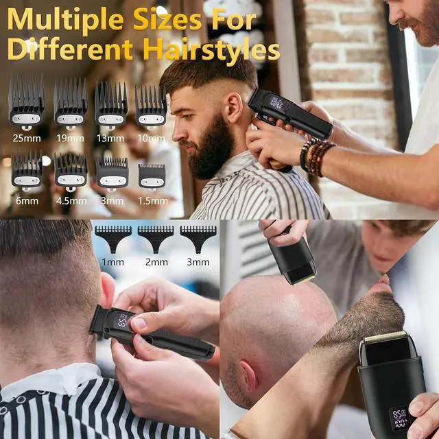 Alt view image 6 of 7 - Hair Clippers for Men Professional,Cordless Beard Trimmer Electric Shavers for Men Set,Hair Trimmer for Men Rechargeable,Barber Clippers for Haircut Grooming,Razor with Case
