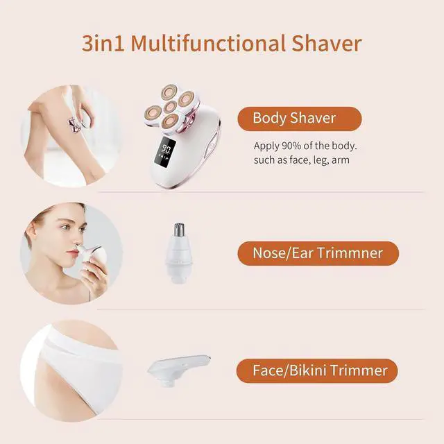 Alt view image 4 of 7 - Womens Electric Shaver,Electric Razors for Women,Womens Electric Razor for Legs,Bikini Trimmer for Women,Facial Hair Removal for Women,Shaver for Women