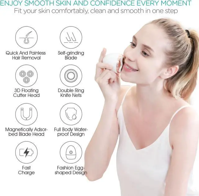 Alt view image 2 of 7 - Electric Shaver for Women 3D Floating Blade Rotary Razor Hair Remover for Arms, Legs and Underarms Rechargeable Portable and Safe Wet and Dry Use ES300