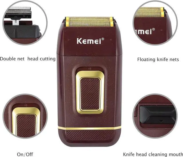Alt view image 3 of 7 - KEMEI Foil Shaver Double Electric Shaver for Men Electric Razors Head Shaver for Bald Men Barber Supplies Hair & Beard Trimmer Cordless Rechargeable