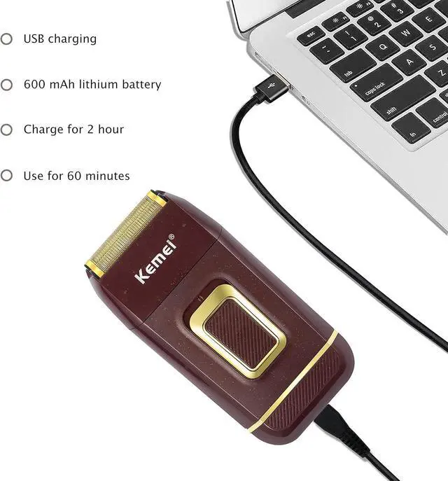 Alt view image 4 of 7 - KEMEI Foil Shaver Double Electric Shaver for Men Electric Razors Head Shaver for Bald Men Barber Supplies Hair & Beard Trimmer Cordless Rechargeable