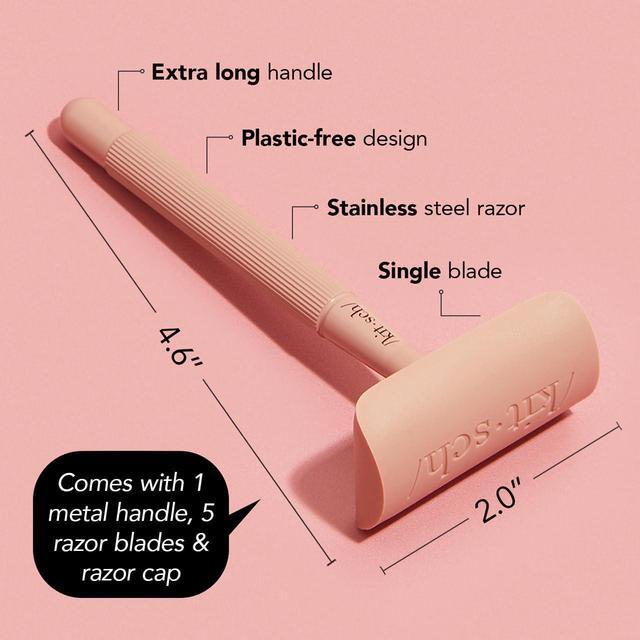 Alt view image 2 of 7 - Kitsch Double Edge Safety Razor Kit for Women & Men, Long Metal Handle & Stainless Steel Single Blade, Razors for Women with 5 Double Edge Razor Blades Refills, Travel Reusable Razor for Shaving, 1 Pc