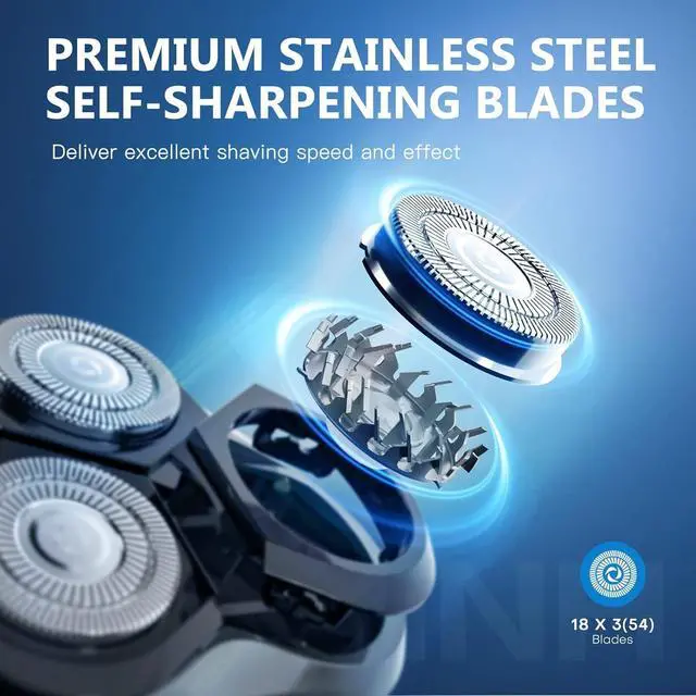 Alt view image 2 of 7 - Men's Electric Shaver - LOBINH 3D Rechargeable Waterproof IPX7 Wet & Dry Shaving Electric Razor Rotary Shaver for Men with Pop-up Sideburn Trimmer,1 Hour Fast Charging, LCD Power Indicator - PA188