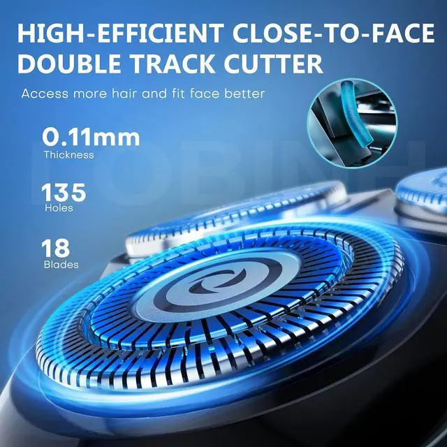 Alt view image 3 of 7 - Men's Electric Shaver - LOBINH 3D Rechargeable Waterproof IPX7 Wet & Dry Shaving Electric Razor Rotary Shaver for Men with Pop-up Sideburn Trimmer,1 Hour Fast Charging, LCD Power Indicator - PA188