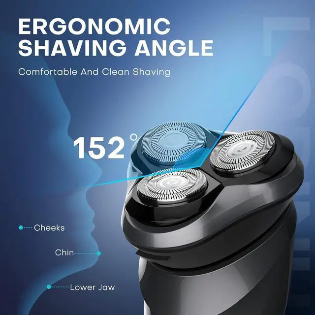 Alt view image 4 of 7 - Men's Electric Shaver - LOBINH 3D Rechargeable Waterproof IPX7 Wet & Dry Shaving Electric Razor Rotary Shaver for Men with Pop-up Sideburn Trimmer,1 Hour Fast Charging, LCD Power Indicator - PA188