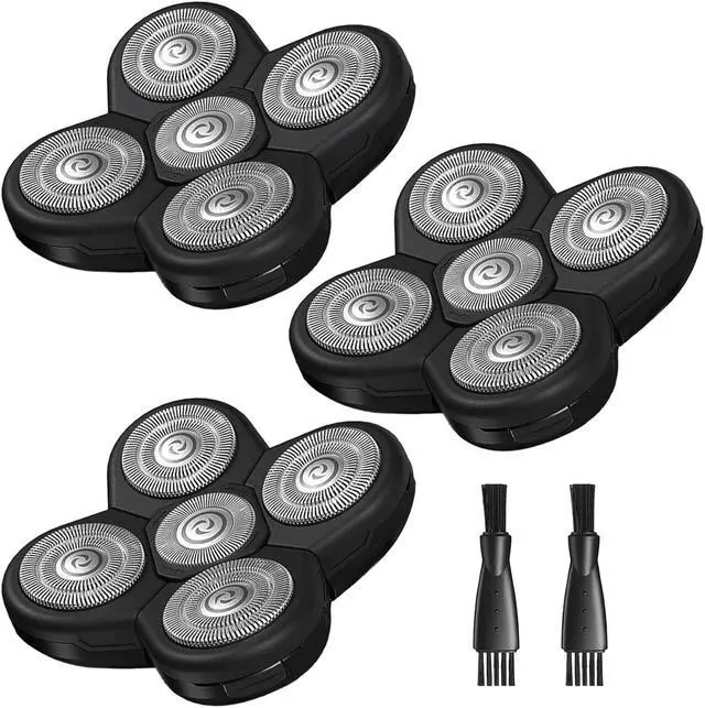 Main image of 3 Pack Head Shaver Replacement Blades for Head Shaver, 5 Blades Shaver Replacement Heads for Bald Men Freedom Shaving, Head and Face Electric Razor Shaver Heads, with 2 Cleaning Brush