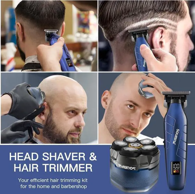 Alt view image 2 of 7 - SOLIMPIA Upgraded Head Shavers for Bald Men, Hair Trimmer Kit, Magnetic Electric Razor, Large Battery Capacity, Rechargeable LED Display Beard Trimmer, Waterproof Wet/Dry Head Shaver