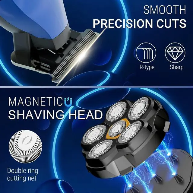 Alt view image 4 of 7 - SOLIMPIA Upgraded Head Shavers for Bald Men, Hair Trimmer Kit, Magnetic Electric Razor, Large Battery Capacity, Rechargeable LED Display Beard Trimmer, Waterproof Wet/Dry Head Shaver