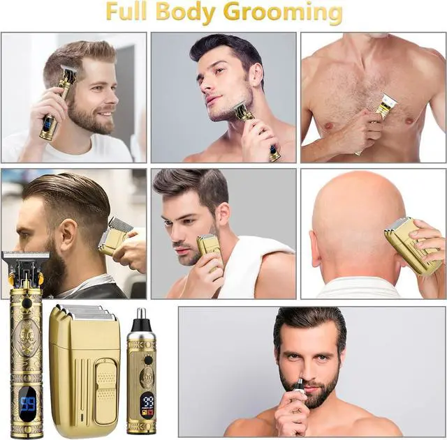 Alt view image 2 of 7 - Professional Hair Trimmer for Men,Hair Clippers for Men Nose Hair Trimmer Shaver Set,Cordless Barber Clippers,T-Blade Beard Trimmer Electric Shaver Razor for Men Haircutting Grooming Kit