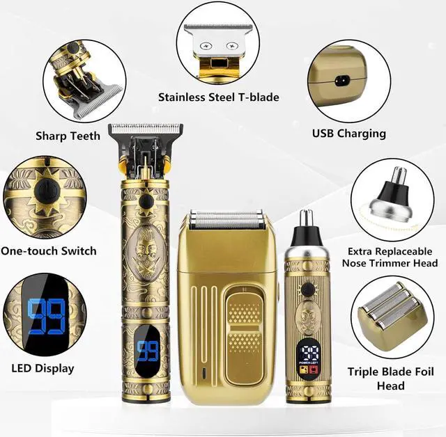 Alt view image 4 of 7 - Professional Hair Trimmer for Men,Hair Clippers for Men Nose Hair Trimmer Shaver Set,Cordless Barber Clippers,T-Blade Beard Trimmer Electric Shaver Razor for Men Haircutting Grooming Kit