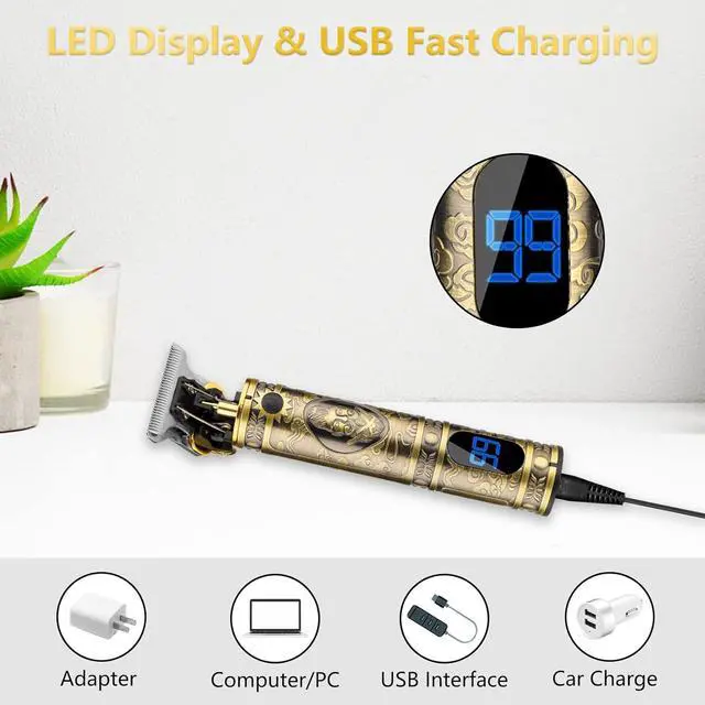 Alt view image 6 of 7 - Professional Hair Trimmer for Men,Hair Clippers for Men Nose Hair Trimmer Shaver Set,Cordless Barber Clippers,T-Blade Beard Trimmer Electric Shaver Razor for Men Haircutting Grooming Kit