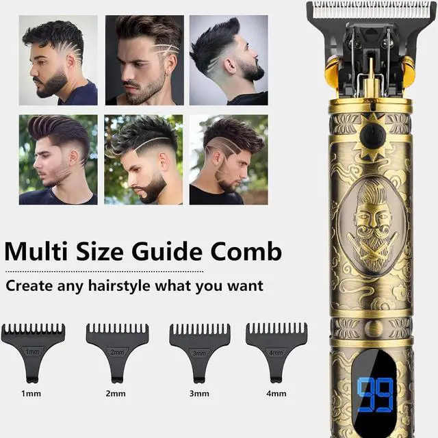 Alt view image 7 of 7 - Professional Hair Trimmer for Men,Hair Clippers for Men Nose Hair Trimmer Shaver Set,Cordless Barber Clippers,T-Blade Beard Trimmer Electric Shaver Razor for Men Haircutting Grooming Kit