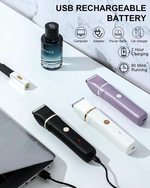 Alt view image 5 of 7 - AREYZIN Bikini Trimmer for Women Painless Electric Razor for Women,3 in 1 Pubic Hair Trimmer for Women,USB Recharge Dock,Replaceable Ceramic Blade Heads,IPX7,Personal Shaver Kits,Purple