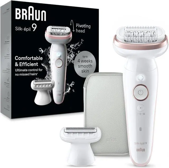 Main image of Braun Epilator Silk-épil 9, Hair Removal Device, Women Shaver & Trimmer, Pivoting Head, Wet and Dry Epilator, includes Shaver Head and Trimmer Comb, SES9-030