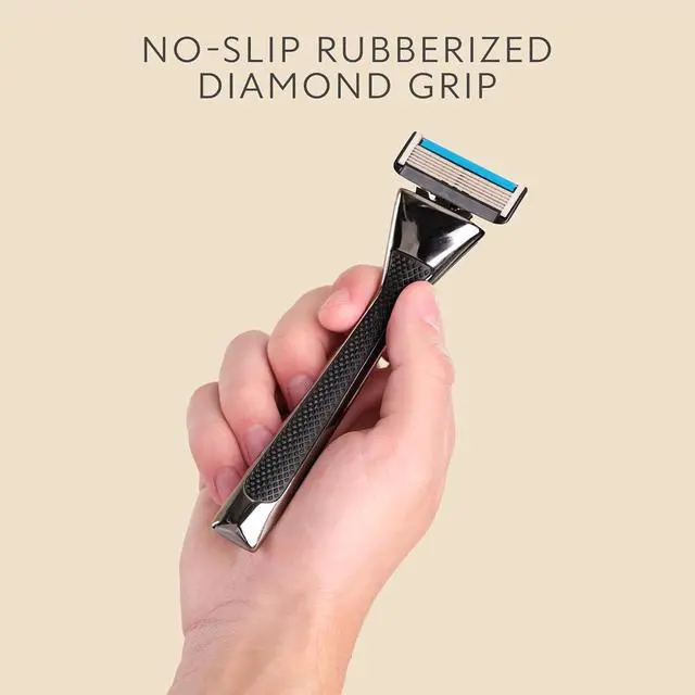 Alt view image 3 of 7 - Dollar Shave Club | Heavy Metal Shave Kit | Heavy-Duty Razor Handle, 6 Blade Razor Blade Refills, and Razor Cover | Precision Razor Shave Kit, Shaving Kit, Grooming Kit, Razor Set