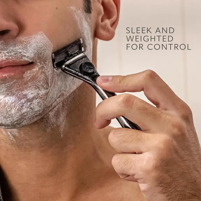 Alt view image 4 of 7 - Dollar Shave Club | Heavy Metal Shave Kit | Heavy-Duty Razor Handle, 6 Blade Razor Blade Refills, and Razor Cover | Precision Razor Shave Kit, Shaving Kit, Grooming Kit, Razor Set