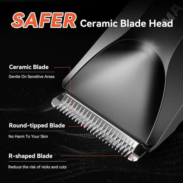 Alt view image 3 of 7 - Groin & Body Hair Trimmer for Men, IPX7 Waterproof Pubic Hair Trimmer for Men - Ball Trimmer/Shaver with LED Light, Ceramic Blade, USB Rechargeable & Travel Pouch