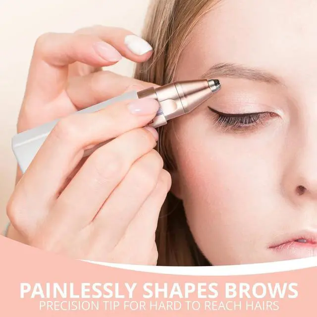 Alt view image 3 of 6 - Facial - Eyebrow Hair Remover for Women: Rechargeable 2 in 1 Eyebrow Trimmer and Face Shavers for Women - Painless Electric Hair Removal Device for Face Eyebrows Peach Fuzz Lips with Light