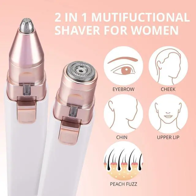Alt view image 4 of 6 - Facial - Eyebrow Hair Remover for Women: Rechargeable 2 in 1 Eyebrow Trimmer and Face Shavers for Women - Painless Electric Hair Removal Device for Face Eyebrows Peach Fuzz Lips with Light