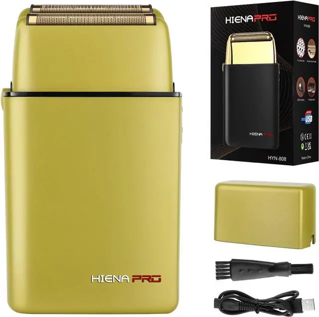Main image of Foil Shaver for Men Barber, Double Electric Foil Trimmer, Professional Electric Razor, Close Shaver, Cordless Rechargeable with USB, Yellow