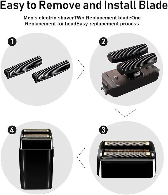 Alt view image 5 of 7 - Shaver Replacement Foil and Cutters compatible with BaBylissPRO Barberology Double FXFS2 (2PC Black)