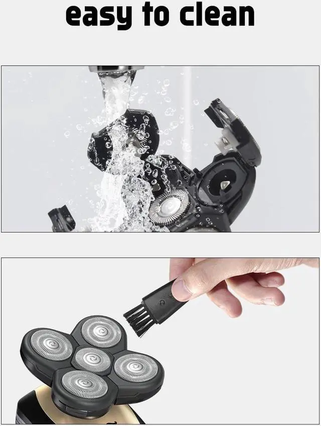 Alt view image 4 of 7 - Head Shavers for Bald Men Replacement Blades, Universal 5 Blades Replacement Heads Compatible with Bald Head Shavers for Men, 3 Cleaning Brush