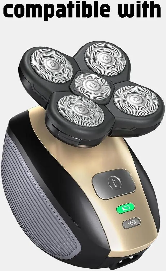 Alt view image 2 of 7 - Head Shavers for Bald Men Replacement Blades, Universal 5 Blades Replacement Heads Compatible with Bald Head Shavers for Men, 3 Cleaning Brush