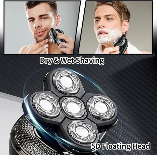 Alt view image 4 of 7 - 3Pcs 5 Head Shaver Replacement Blades, Universal 5 Blades Shaver Replacement Heads for Electric Razor Shaver Head, Bald Men Freedom Grooming Head and Face