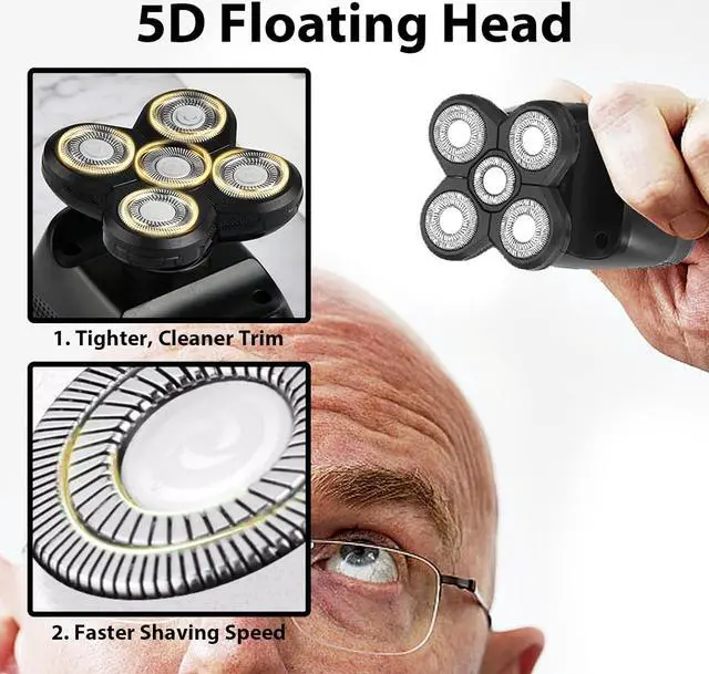 Alt view image 6 of 7 - 3Pcs 5 Head Shaver Replacement Blades, Universal 5 Blades Shaver Replacement Heads for Electric Razor Shaver Head, Bald Men Freedom Grooming Head and Face