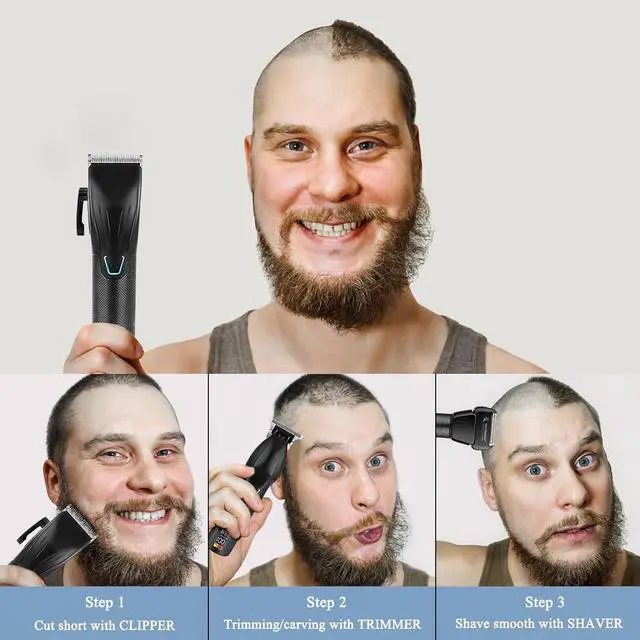Alt view image 5 of 6 - Professional Hair Clippers & Hair Trimmer & Foil Shaver Kit for Men, Beard Trimmer Clippers and Trimmers Set, Cordless Mens Hair Clippers for Hair Cutting, Grooming, Face, Family, Barber