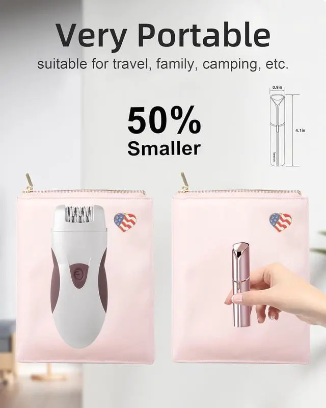 Alt view image 6 of 7 - Facial Hair Removal for Women, Painless Womens Facial Hair Remover with 2 Replacement Heads, Lipstick-Sized, USB Rechargeable, Facial Hair Remover for Upper Lip,Chin,Peach Fuzz,Mustache (Pink)