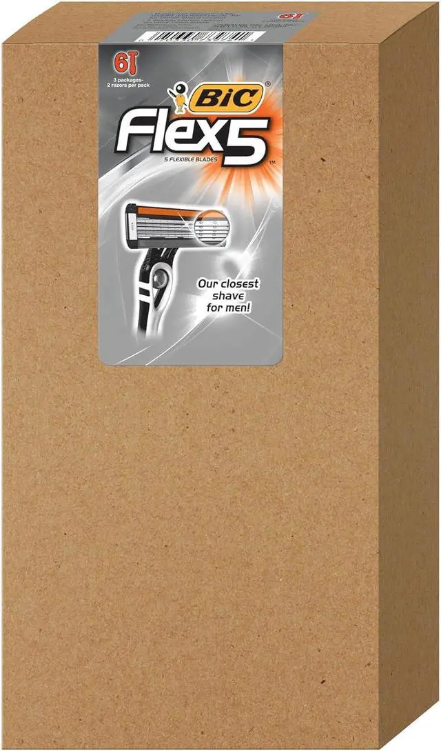 Main image of BIC Flex 5 Men's Disposable with 5 Blade Razors, Razors for Men With Precision Edging Blade, 6-Pack