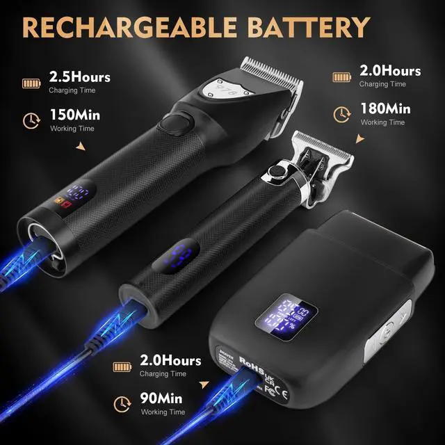 Alt view image 6 of 7 - Suttik Professional Hair Clipper Set for Men, Barber Kit Clipper and Trimmer Set, Electric Foil Shavers for Men with Travel Case