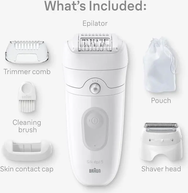 Alt view image 2 of 6 - Braun Silk-epil 5 Epilator, Hair Removal Device, Women Shaver & Trimmer, Wet & Dry, Includes Shaver Head & Trimmer Comb, SE5-041, Grey