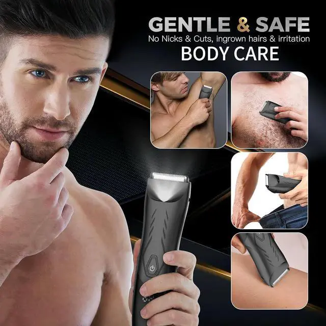 Alt view image 2 of 7 - Father's Day Hair Removal Shavers,Waterproof Public Hair Groomers,Manscape Cordless Ball Trimmer, Male Painless Wet Dry Hygiene Razor with Standing Charging Dock SMT110 Black