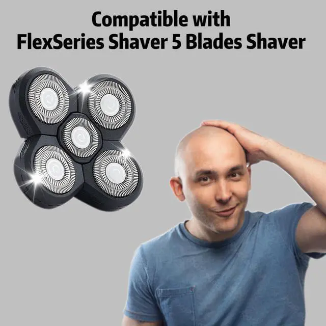 Alt view image 6 of 6 - 3 pcs Shaver Replacement Blades Compatible with Shaver Head,5 Blades Shaver Replacement Heads Replacement Blades for Bald Men