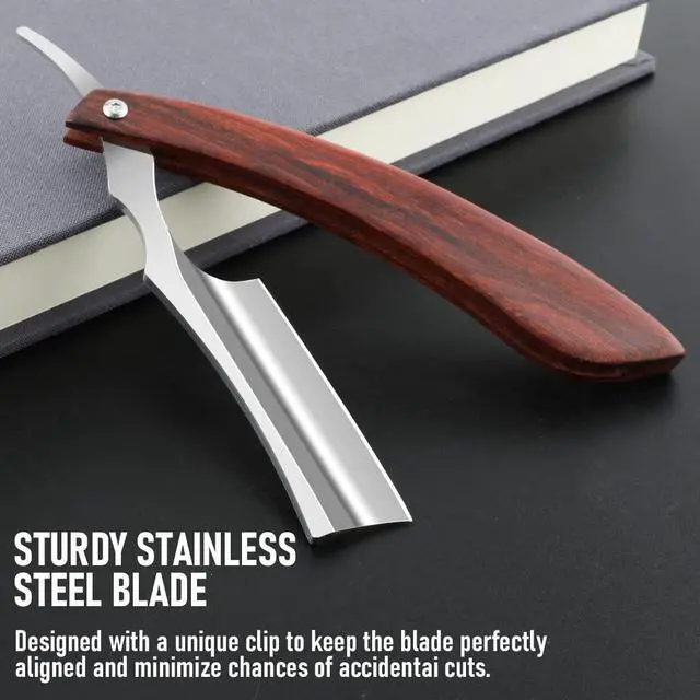 Alt view image 4 of 7 - Straight Razor with Strope - Professional Straight Edge Barber Razor Premium Stainless Steel Shaver Razor with Shaving Strop for Men Home & Salon Grooming Using (NO.153)