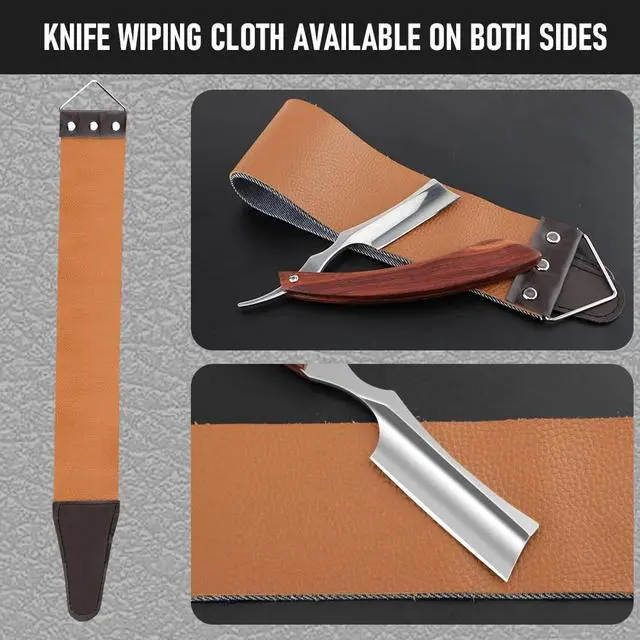 Alt view image 3 of 7 - Straight Razor with Strope - Professional Straight Edge Barber Razor Premium Stainless Steel Shaver Razor with Shaving Strop for Men Home & Salon Grooming Using (NO.153)