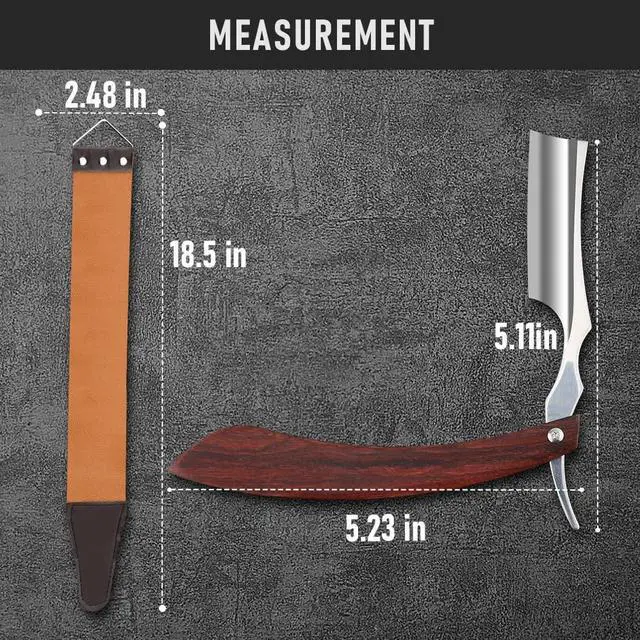 Alt view image 5 of 7 - Straight Razor with Strope - Professional Straight Edge Barber Razor Premium Stainless Steel Shaver Razor with Shaving Strop for Men Home & Salon Grooming Using (NO.153)