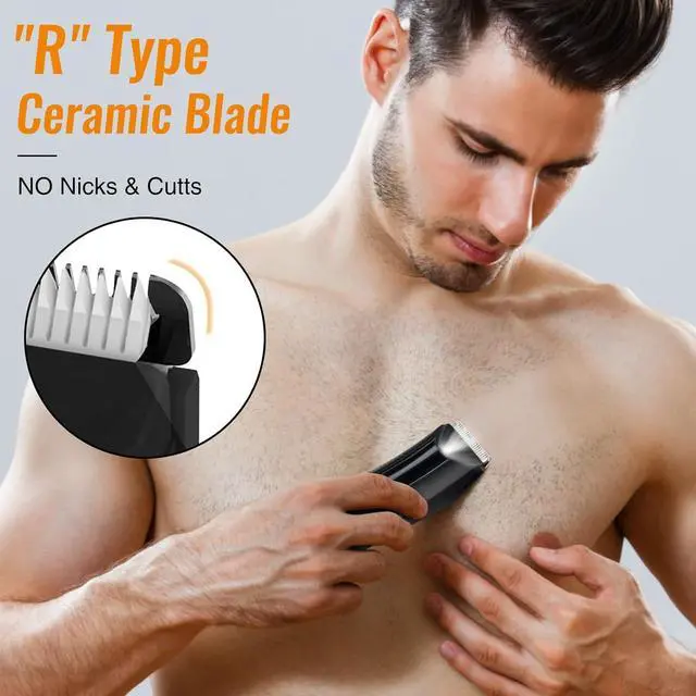 Alt view image 2 of 6 - PRITECH Body Hair Trimmer for Men Pubic Hair Trimmer - Wet/Dry Ball Trimmer with Ceramic Blade, Rechargeable Body Groomer for Men with Standing Recharge Dock, Cordless Groin Hair Trimmer for Men