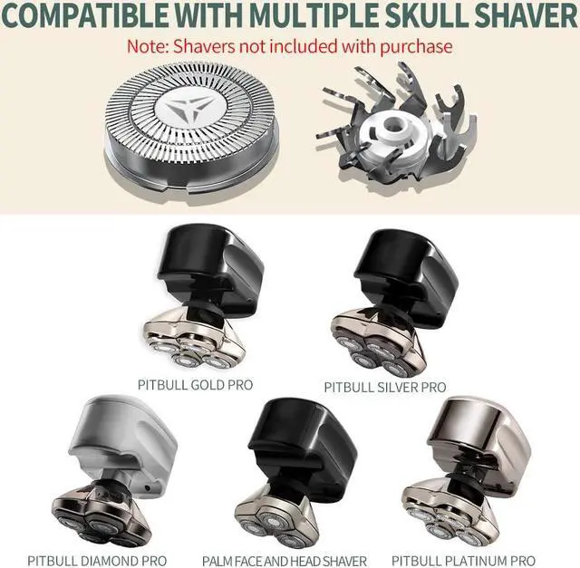 Alt view image 2 of 6 - Shaver Replacement Blades for Skull Shaver Pitbull Replacement Blade,Replacement Heads for Pitbull Gold/Silver/Platinum Pro Shaver (12 Blades)